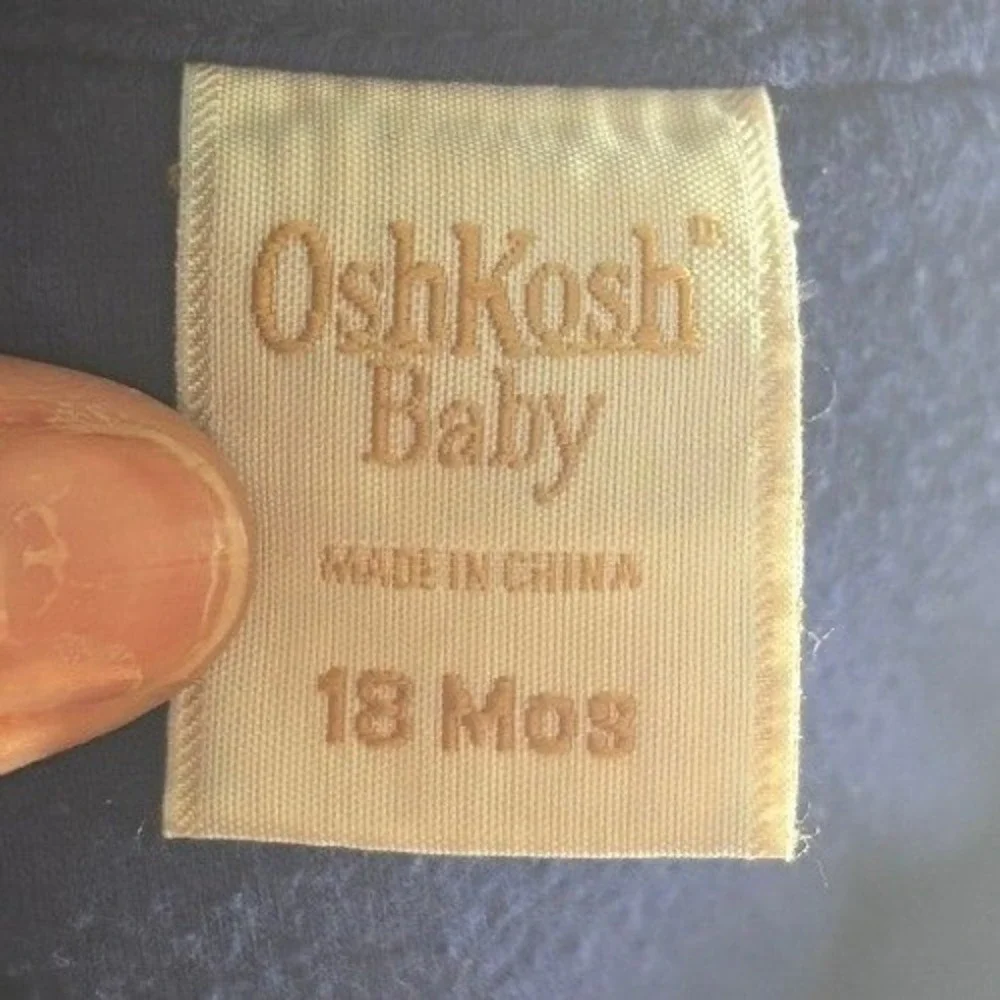 Vintage‎ OshKosh B'gosh Baby Denim Lined Animal Embroidered Overalls 18 Months